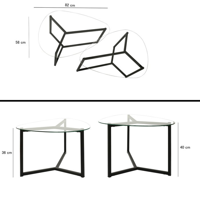 Hanah Home Bellisimo - Black Juego de Mesa de Centro